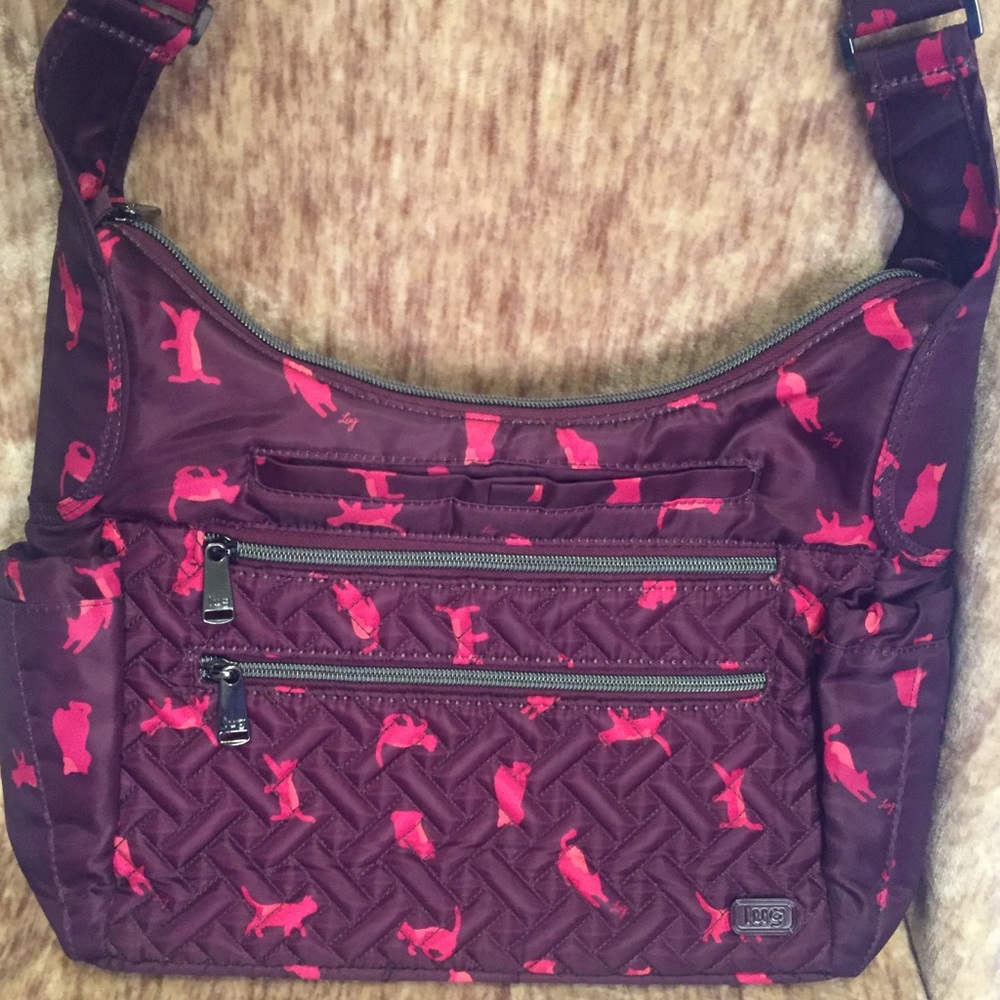Lug Camper SE Cats Orchid Shoulder Bag Crossbody w Pockets, Organization & RFID